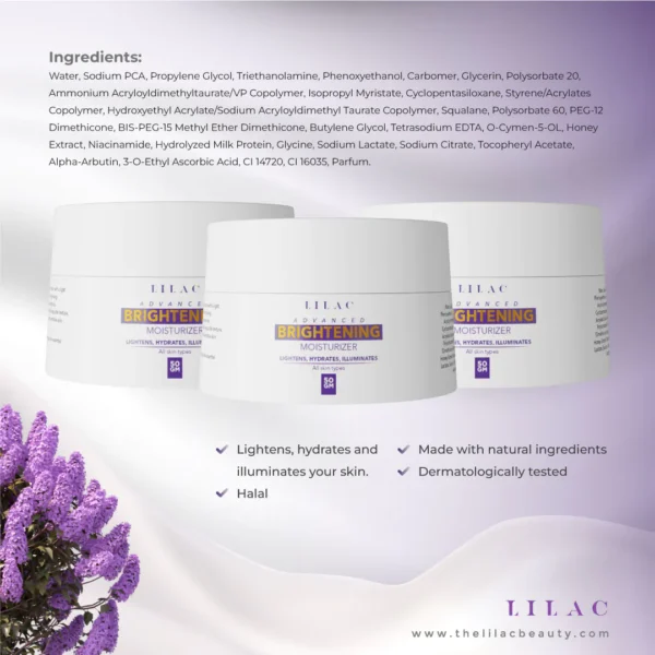 Lilac Advanced Brightening Moisturizer- All Skin Types (50gm) - Image 8