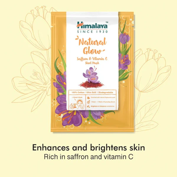 Himalaya Natural Glow Saffron & Vitamin C Sheet Mask (30ml) - Image 2