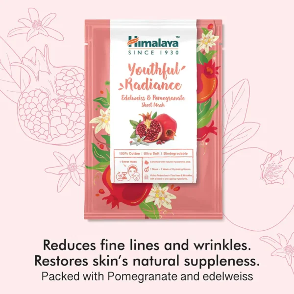 Himalaya Youthful Radiance Edelweiss & Pomegranate Sheet Mask (30ml) - Image 2