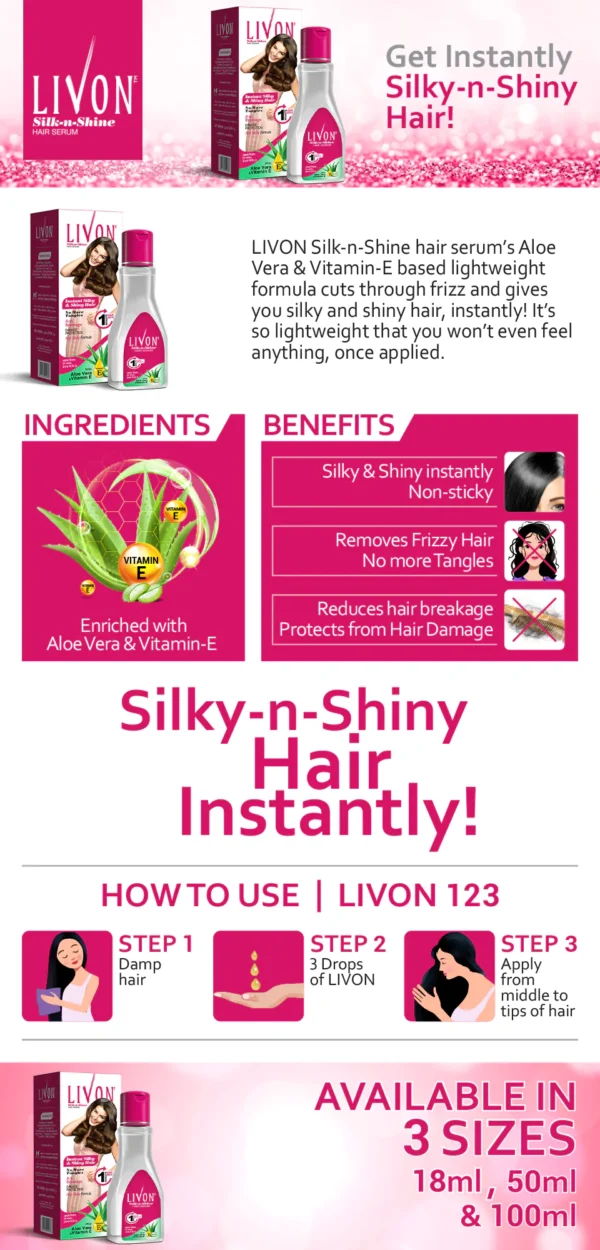 Livon Serum Hair Essentials Vitamin E (50ml) - Image 2