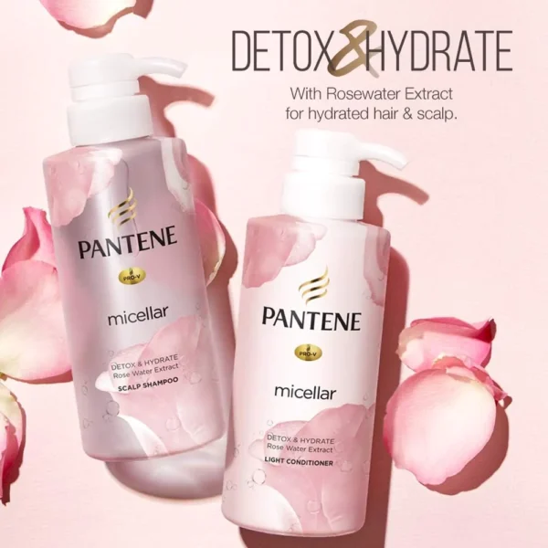 Pantene Micellar Detox & Hydrate Rose Water Extract Scalp Shampoo (530ml) - Image 3