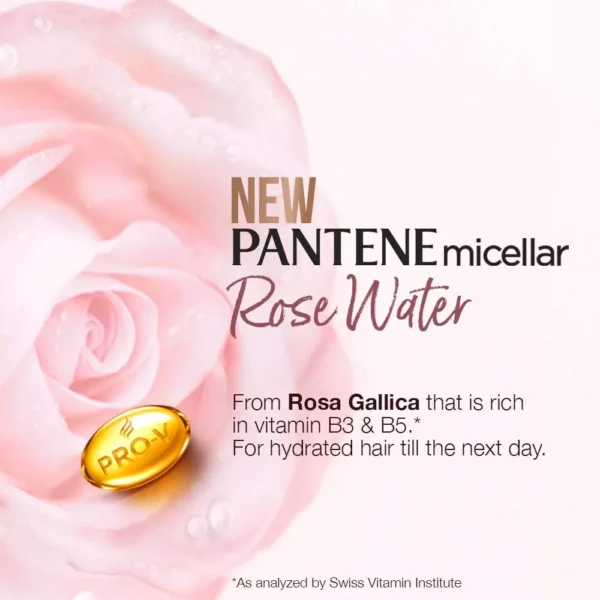 Pantene Micellar Detox & Hydrate Rose Water Extract Scalp Shampoo (530ml) - Image 4