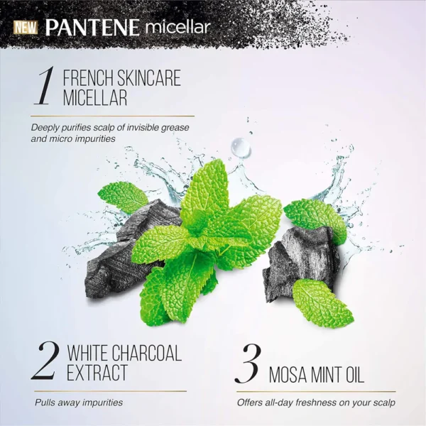 Pantene Micellar Detox & Scalp Cleanse White Charcoal Extract Scalp Shampoo (530ml) - Image 7