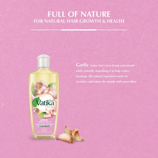 Vatika Garlic Enriched Hair Oil (300ml) - Image 3