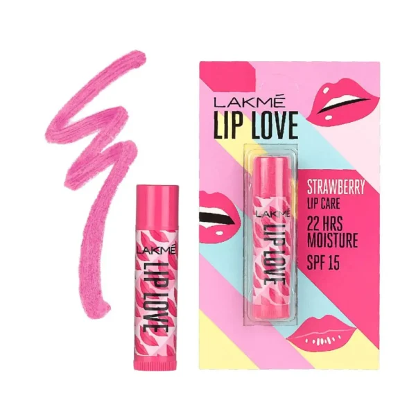 Lakme Lip Love Chapstick Strawberry SPF 15 (4.5gm) - Image 7