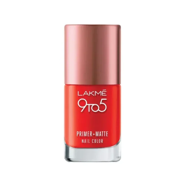 Lakme 9 to 5 Primer and Matte Nail Color – Crimson Matte (9ml)