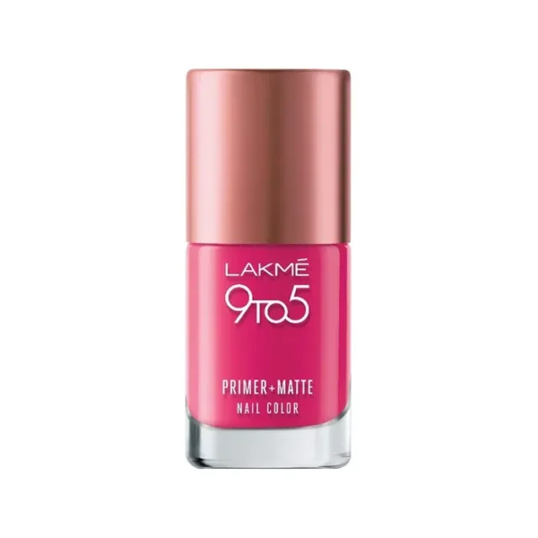 Lakme 9 to 5 Primer and Matte Nail Color – Magenta Matte (9ml)