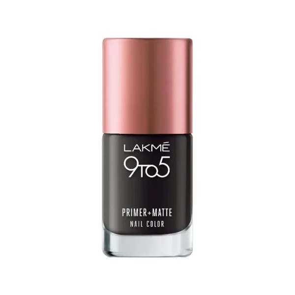 Lakme 9 to 5 Primer and Matte Nail Color – Charcoal Matte (9ml)