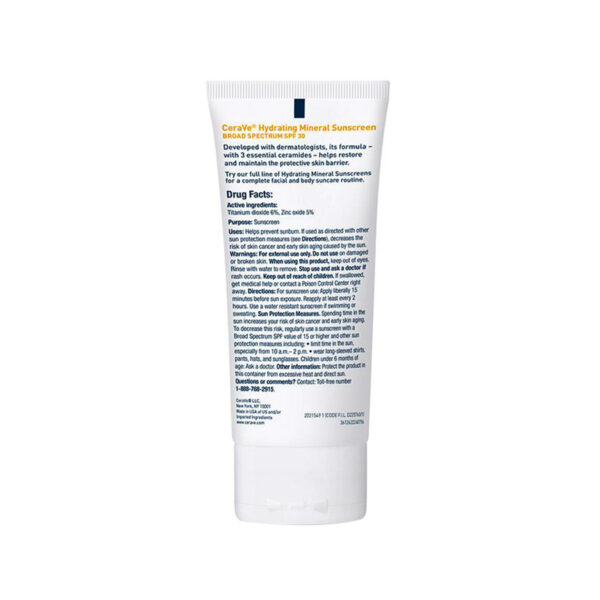 CeraVe Hydrating Mineral Sunscreen Broad Spectrum SPF 30 (75ml) - Image 6