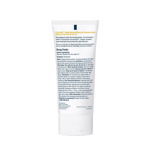 CeraVe Hydrating Mineral Face Sunscreen Broad Spectrum SPF 50 (75ml) - Image 6