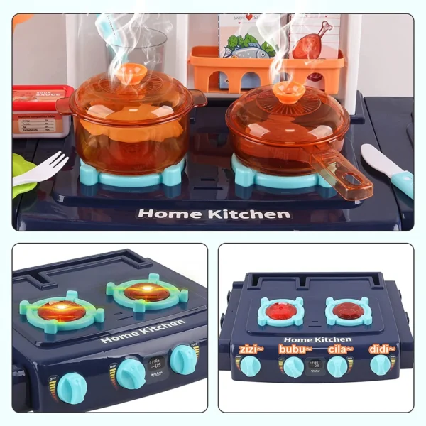 ‘My Little Chef’ Miniature Kitchen Play Set with 34 Accessories, Induction Hob, Water, Light and Sound Features (BLUE) - Image 5