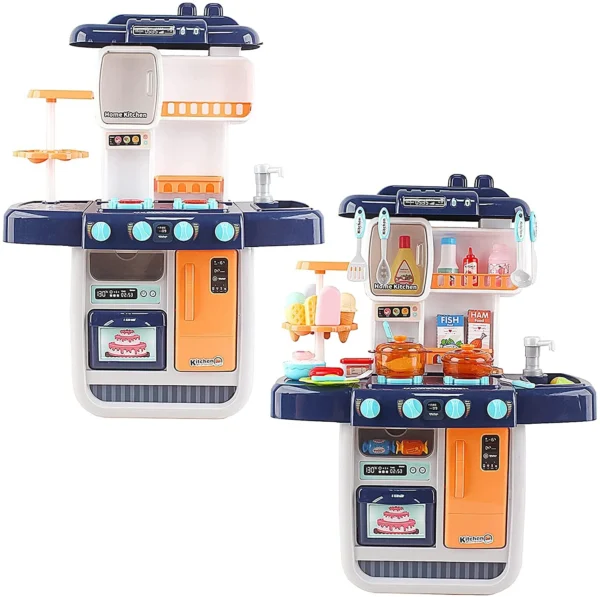 ‘My Little Chef’ Miniature Kitchen Play Set with 34 Accessories, Induction Hob, Water, Light and Sound Features (BLUE) - Image 9