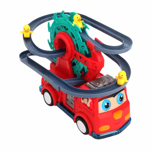 Universal Kids Electric Fire Truck Duck Slide Track Ferris Wheel Fire Truck with Lights and Music Toy Car - Image 4