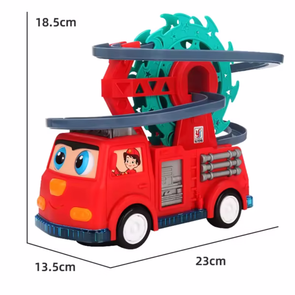 Universal Kids Electric Fire Truck Duck Slide Track Ferris Wheel Fire Truck with Lights and Music Toy Car - Image 6