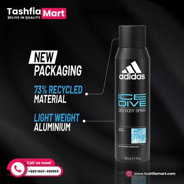 Adidas Ice Dive Deo Body Spray 150ml - Image 2