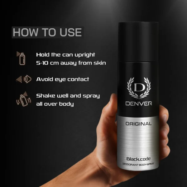 Denver Black Code Original Body Spray 165ml - Image 4