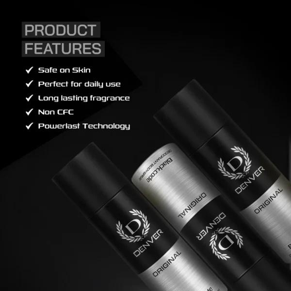 Denver Black Code Original Body Spray 165ml - Image 3