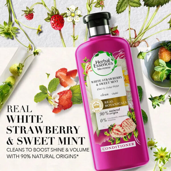 Herbal Essences bio:renew White Strawberry & Sweet Mint conditioner – 400ml - Image 2