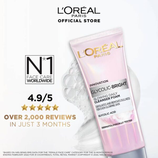 Loreal Face Wash Glycolic Bright Glowing Daily 100ml